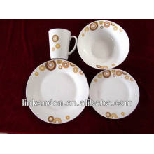 Conjunto de jantar de porcelana de ponto de impressão perfeito branco, conjunto de dinnerware 16pcs